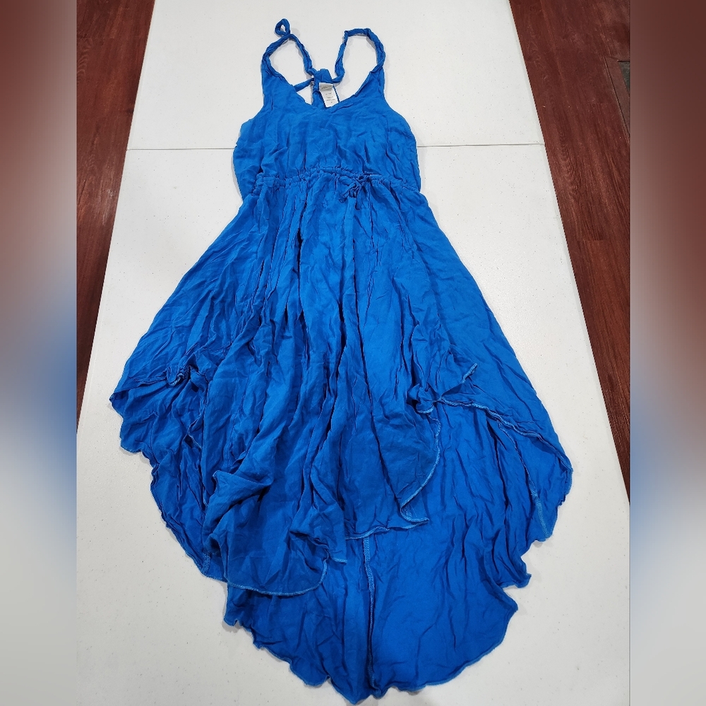 L*Space Blue Sleeveless Strappy Dress Midi Assymetrical Hem